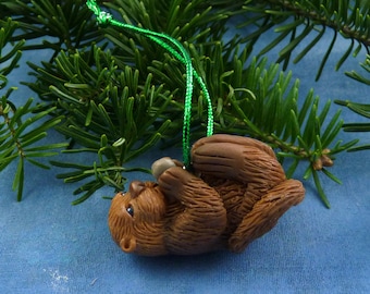 Xmas Sea Otter Ornament , Handmade Christmas Decoration