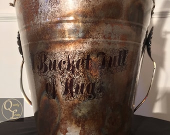 Rustic Bucket Wine Bucket Beer Bucket Ice Bucket Garden Bucket Tin Planter Tin Bucket Planter Pail Quirky Bucket