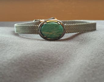 Mesh Buckle Bracelet with Amazonite Gemstone