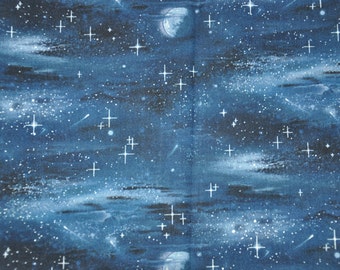 1/2 Yard of Midnight Blue Sky Stars 100% Cotton Quilt Fabric