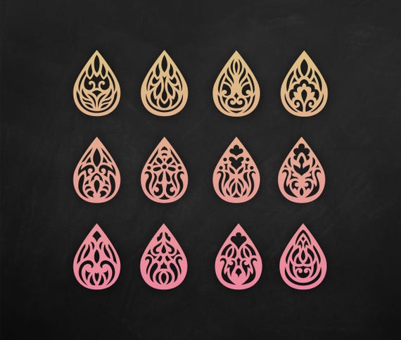 Download SVG Faux leather earrings Set Teardrop Pendant laser cut