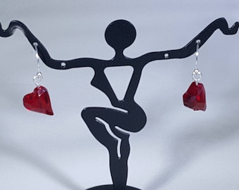 Swarovski Crystal Slant Heart Earrings