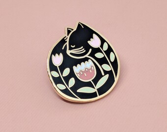 Cat Nap Enamel Pin | Hard Enamel, Lapel Pin, Flair, Brooch, Cat Lady Pin, Cat Pins, Black Cat Pin, Gifts for Cat Lovers, Cat Gifts