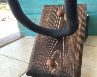 Upcycled Wooden Wall Mount Guitar Hanger - Rustic Espresso Stain