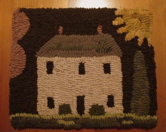 Primitive House Hooked Rug