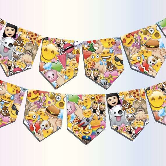 Emoji Party Supplies Banner Bunting Digital Download Printable