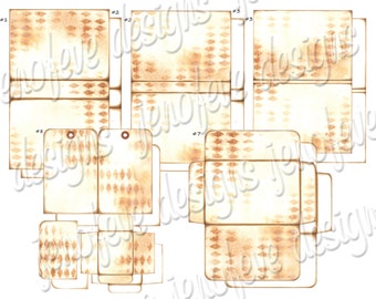 Stack the Pages Printable Mini Album Distressed Harlequin & Plain Templates