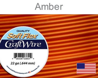 22 Gauge Amber Soft Flex Wire, Round, Non-Tarnish, Supplies, Findings