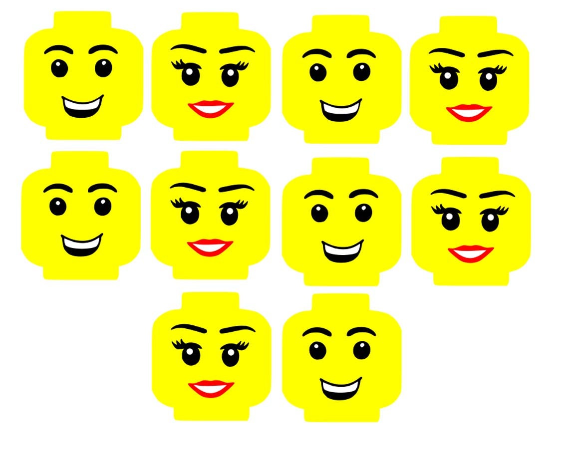 Download 10 Lego heads and 50 Lego brick vinyl decals Great for