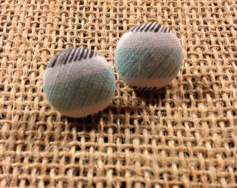 Horizontal Stripes - Fabric Button Earrings