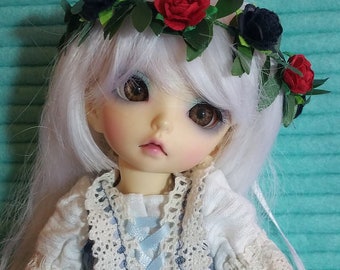 Red and Black flower crown YoSD, adjustable 1:6 LTF