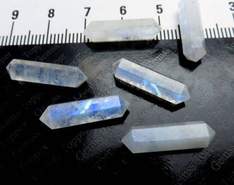 Rainbow Moonstone Wand 5x20mm Faceted Gemstone Pencil - Top Quality Double Point Rainbow Moonstone Pencil - Natural Moonstone - FOR ONE