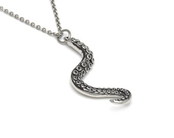 Octopus Tentacle Necklace, Ocean Jewelry, Kraken Pendant