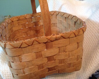 Vintage Woven Basket, handmade basket, dated woven basket, collectible basket