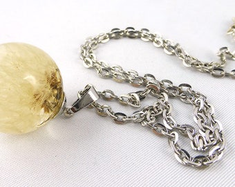 Necklace, Resin, Dandelion, Wish Necklace,