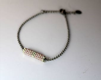 Soft Pink and Silver Tube Bracelet