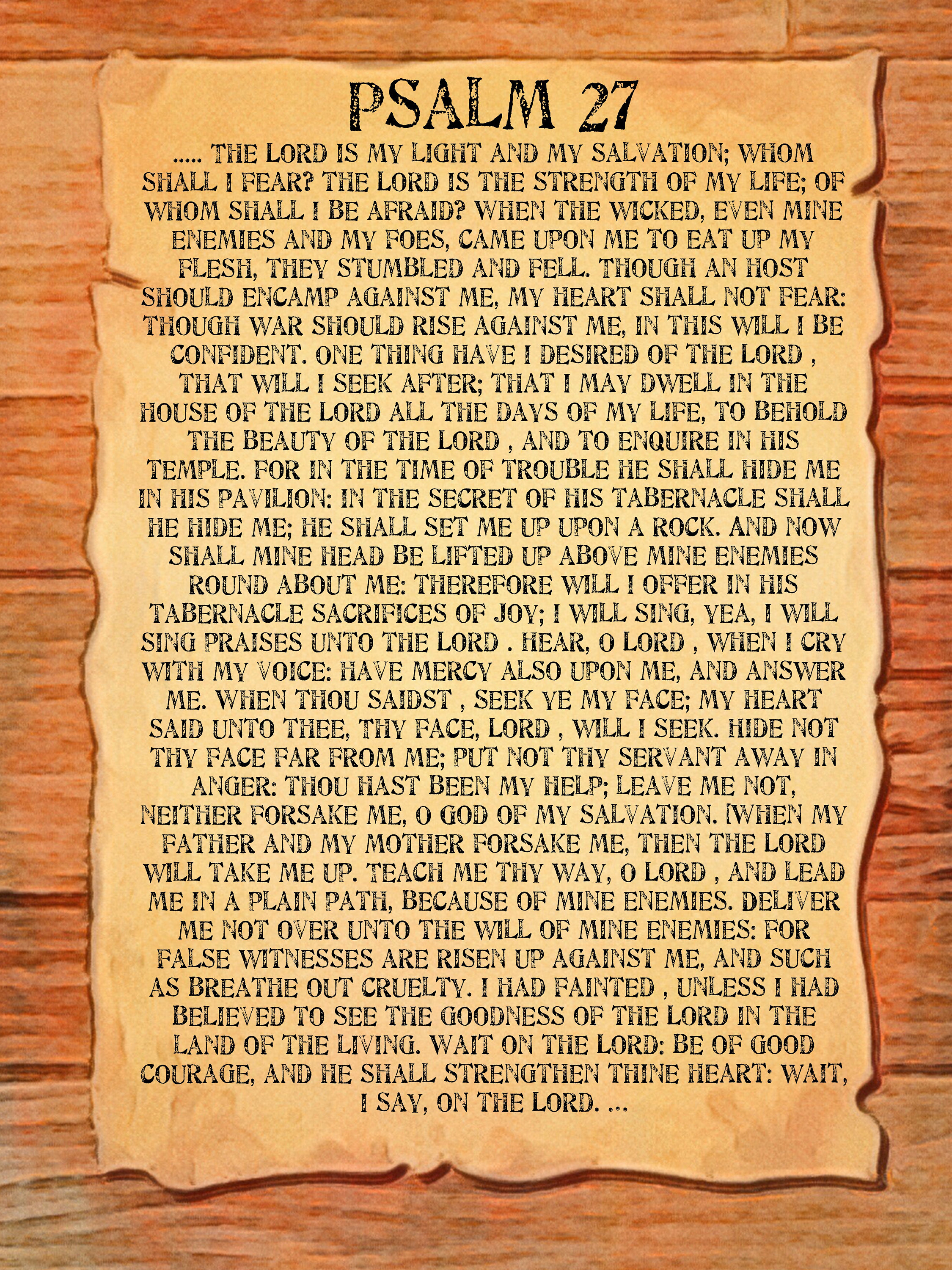 Psalm 27 Poster. Digital Bible Verse print. The Lord is my