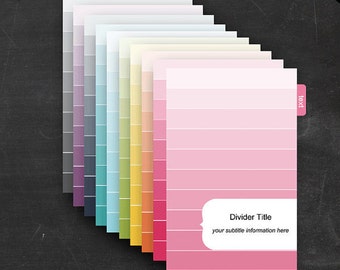 binder dividers printable editable rainbow ombre theme avery binder covers