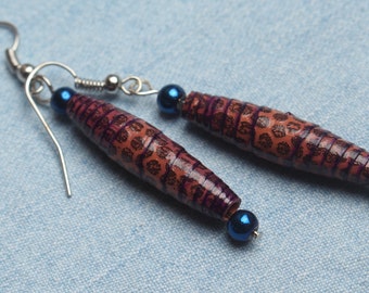 Brown spotted dangle earrings