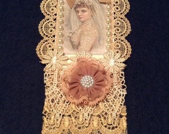 Wedding Tag, Vintage Tag, Bridal Shower Tag, Gift Tag, Lace Tag, OOAK