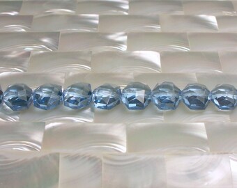 10pcs Chinese Crystal Glass Beads Hexagon Shape 10 x 12mm Sky Blue Light Blue Jewelry Jewellery Craft Supplies