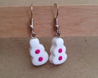 Snow snowman earrings polymer clay rose
