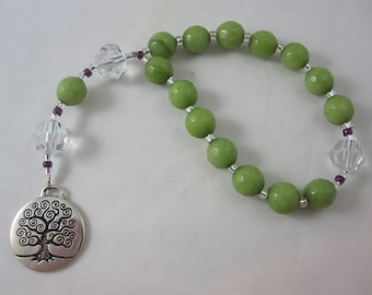 Lime Green Agate and Egyptian Crystal Prayer Chaplet with Tree of Life