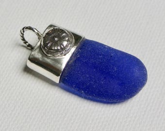 Beach glass necklace, sea glass necklace, blue sea glass, Blue beach glass, lake Erie beach glass, crystal moon, Cleveland beach glass,