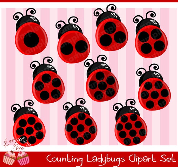 Counting Ladybugs Clipart Set