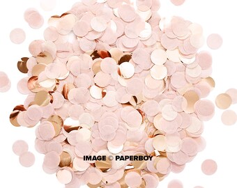 Blush Rose Gold Confetti - Tissue Paper - Pink Ivory - 1" Circle One Inch Handmade Hand Cut - Choose .5 oz or 1 oz