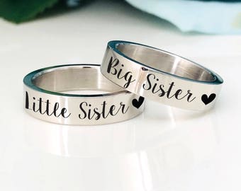 5mm Big Sister Middle Sister Little Sister Set(Sold individually)/5mm stainless steel ring/engraving inside sold separately