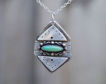Vintage Turquoise Sterling Silver Rustic Necklace . Rustic . Relics . Stamped
