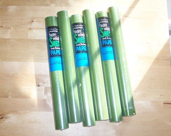 Vintage Plasticoat Shelf Liner Paper - 1970s Green Avocado Shelf Paper Drawer Liner - Unopened Package - Retro Kitchen - 70s