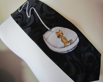 Computer mouse, Steven Harris, geek tie, electronics, nerd, pun tie, vintage, retro, gift for guy, gift for Dad, Father's Day gift, necktie