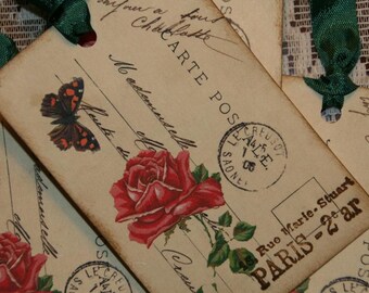 Paris Carte Postale Gift Tags