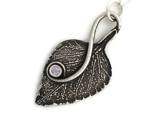 Leaf with Lavender CZ