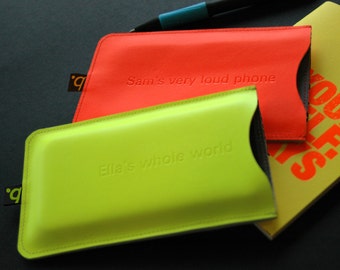 Neon Leather iPhone Sleeve (personalised)