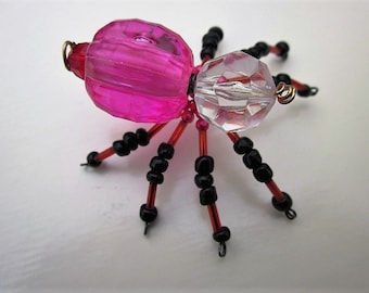 Spider Beaded ,Pink,Clear,Copper,Black.