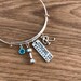 Personalised Gym Bracelet, Charm Bracelet with Strong is Beautiful, Dumbell, Initial and Birthstone Charms