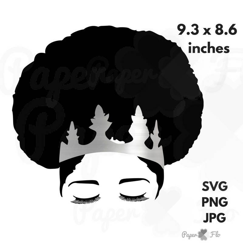 Afro SVG melanin svg silver crown afro cut file natural hair