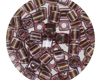 Purple Silver Lined Glass Cube Beads Made in Japan by Miyuki
