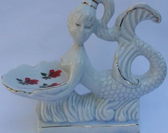 Vintage MERMAID BATHING BEAUTY dish soap Ceramic Figurine
