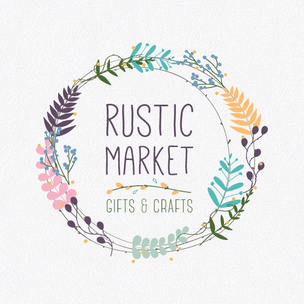 Floral Logo Design Rustic Flower Wreath Floral Logo Design Rustic Flower Wreath