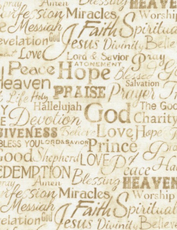 Faith Christian Fabric Inspiring words of Faith by the