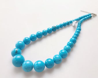 Genuine Magnesite Turquoise Graduated Round Loose Beads Size 8-18mm 15.5'' Long