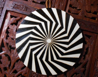 6.5" Psychedelic Mandala Wall Hanging - Pyrography Art, Spiritual Wall Art, Sacred Geometry Art, Bohemian Wall Art, Mandala Wall Art