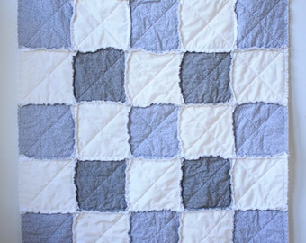 Neutral rag quilt - White rag quilt - Gray white rag quilt - Crib rag quilt - Baby rag quilt