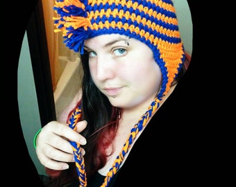 Crocheted Fleece Lined Mohawk Ear Flap Hat