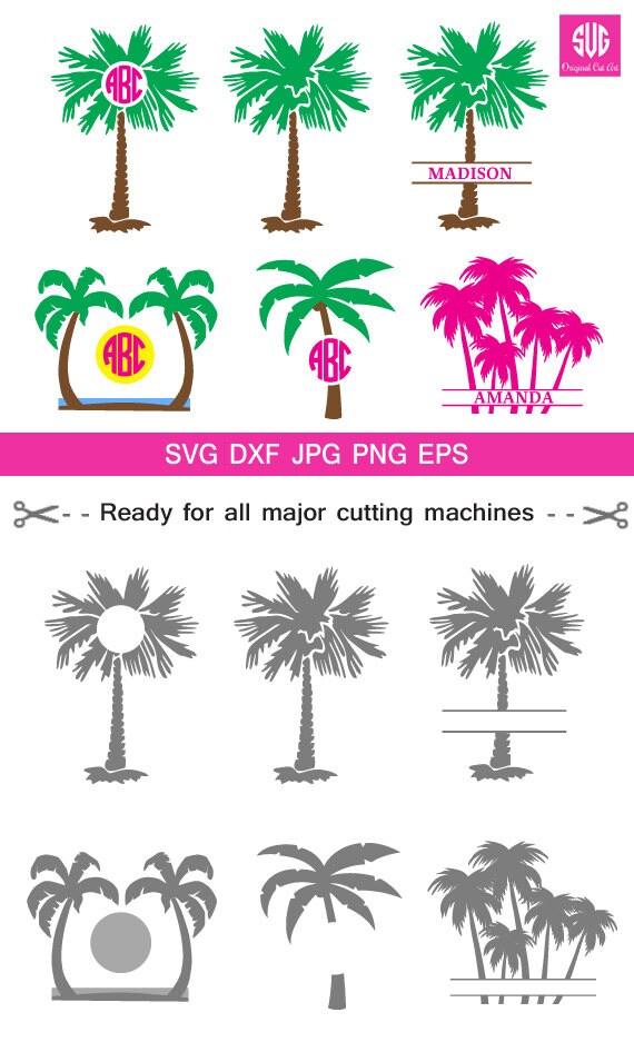 Download Palm Tree Monogram frames Beach Monogram SVGpalm beach svg