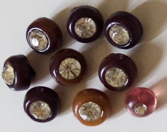 Group of 9 Jeweled Vintage Plastic Buttons